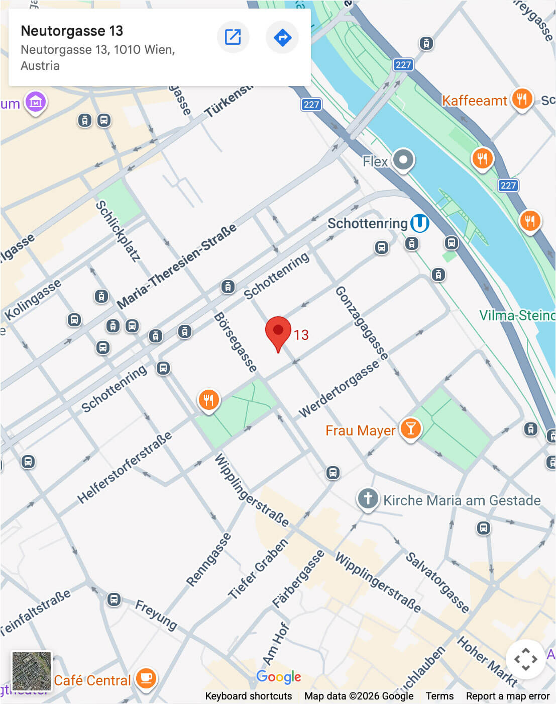 Google Maps zweiter Standort Neutorgasse 13/GL 1010 Wien
